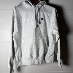 Champion Reverse Weave Hoodie Size M Light Gray Vintage